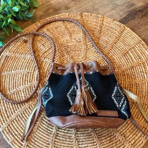 Billabong Brown and Black Small Aztec & Western Pattern Women's Bucket Bag